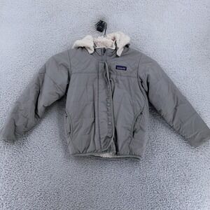 Patagonia Reversible Jacket Girls Small Dream Song Hoody Sherpa‎ Coat Gray Pink